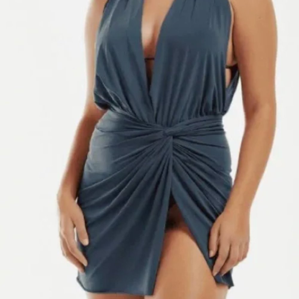 SOLD NWT VIX PAULA HERMANNY Solid Karina Mini Cover Up Grey M - Picture 3 of 8